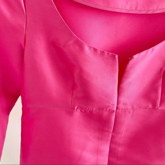 Lelarose Pink Silk Empire Mini Dress Taffeta 14 - Picture 10 of 12